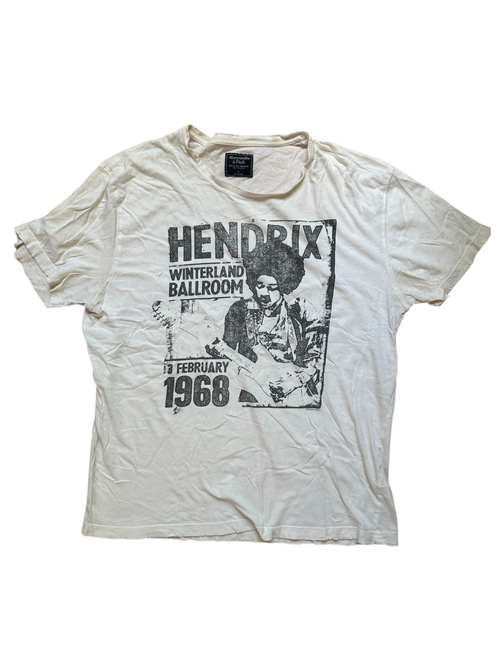 Vintage-Style White Hendrix Cotton Graphic Tee